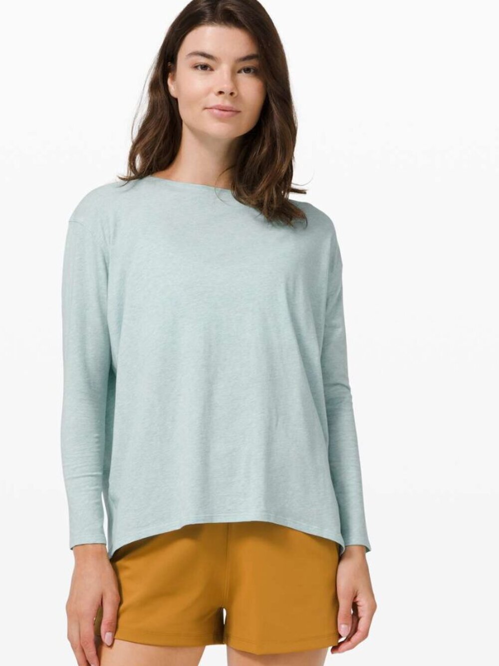 Lululemon Back In Action Long Sleeve - 10 Heathered Hazy Jade